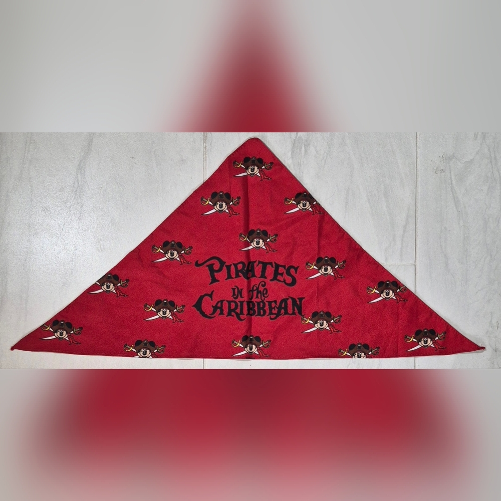 Disney Pirates Of The Caribbean Mickey Mouse Maroon Bandana 27" L X 12.5" W